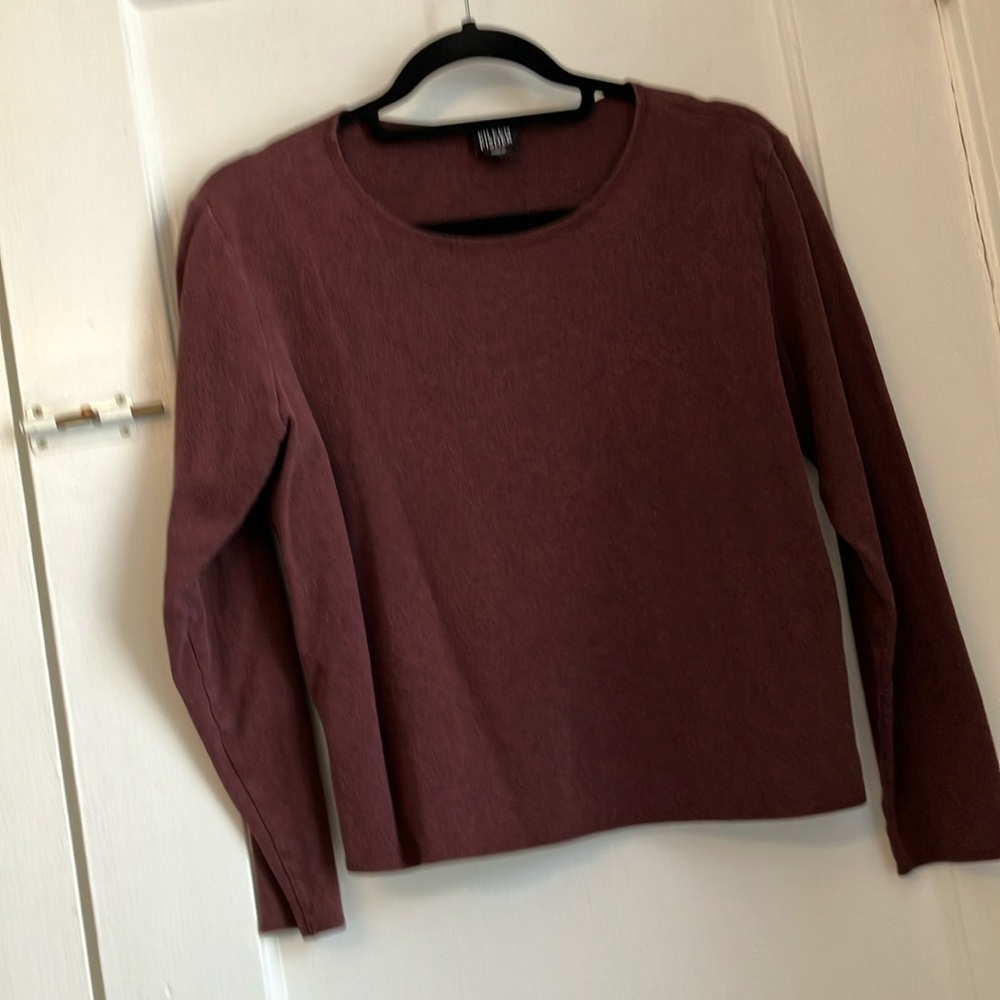 Eileen Fisher, women’s, soft cotton, brown, long sleeve shirt. Size M.